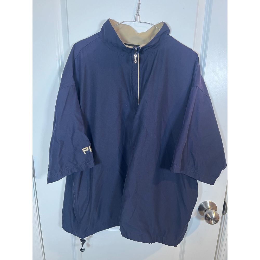 PING Mens Windbreaker Quarter Zip Short Sleeve Golf Pullover Blue Size Large